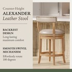 Maven Lane Stool  Weathered Oak Finish W avanti Bone Vegan Leather  used 