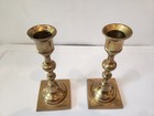 Vintage Set Of 2 Solid Brass Candlestick Holders 6 5  Tall