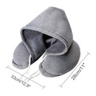 Hooded U Shape Travel Pillow Soft Neck Support Cushion For Airplane And Car