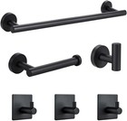 6pcs Bathroom Hardware Accessories Set Towel Bar Set Black