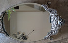 Brighton Contessa Ornate Silver Tone Footed Beveled Mirror Oval Vanity Tray