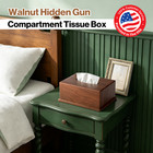 Decorative Wooden Tissue Box Holder With Concealed Storage  Hidden Compartment