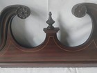 Vintage Broken Arch Style Inlaid   Carved Mahogany Pediment Crest 25  Wide