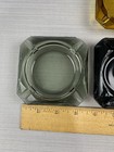 Vintage Amber  Black  Smoke Gray Glass Ashtrays Square 60 s Ashtray