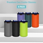 6 Pack 12oz Standard Can Cooler Sleeves  Covers For Beer  Soda  Energy Drinks