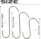 15 Pcs Stainless Steel Meat Hooks Butcher Hooks 3 Different Size S-shaped Smoker