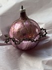 Vintage Pink Wire Wrapped Mercury Glass Christmas Ornament Old So Cool 