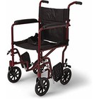 Medline Aluminum Transport Wheelchair  8  Wheels  Supports Up To 350 Lbs  Red