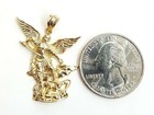 New 14k Yellow Gold Saint Michael Pendant Charm Fine Religious Gift Jewelry 3 5g