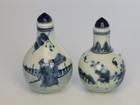 Rare Two Chinese Blue And White Porcelain Snuff Bottles