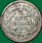 1872 Seated Liberty Dime Almost Uncirculated Au Coin  Cleaning  32129