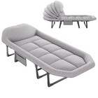 Gianna Folding Camping Bed W  Mattress Adjustable Portable Cot Patio Beach