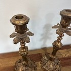 Pair Of French Rococo Revival Style Brass Over Bronze Dor   Candlesticks Vintage
