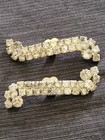 Vintage Musi Like  Wave Shiny Rhinestone Crystal Glass Silver Shoe Clip Pair