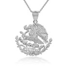  925 Sterling Silver Mexican Coat Of Arms Eagle Pendant Necklace
