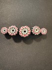 5 Vintage Chevron Glass Beads  b1054 - Indian - Native Rare Trade 12-16mm