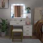 Vanity Table Set With Led Lighted Mirror Makeup Table 4 Drawers Dressing Desk