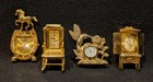 Lot Of 16 Vintage Gold Brass Metal Novelty Mini Desk Clocks Analog Quartz