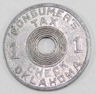 Depression Era Oklahoma 1 Mill Consumer   s Tax Check Token   Sales Tax Rebate