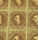 Sarawak 1871 3c Full Sheet Mint Mnh Commonwealth Malaysia White Raj Gb