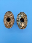 Pair Early Victorian Door Knobs Ornate Bronze Brass Over Cast Iron Rare
