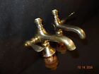 Pair Of Brass Hot cold Victorian Faucets Kitchen Bathroom Sink       spring Load