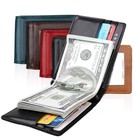 Mens Slim Leather Wallet With Money Clip Rfid Blocking Bifold Credit Card Holder