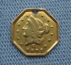 1871 G California Gold Half Dollar Fractional Octagon - Holed  Cleaned  50c 1 2 