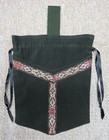 Olive Green Fabric Belt Pouch With Trim  Drawstrings  Lined  And 2 Front Pockets
