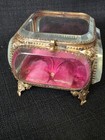 Antique French Beveled Glass Square Hinged Jewelry Box