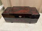 Rare Vintage Japanese Black Music Jewelry Box Ballerina With Abalone Inlay Lined