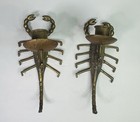 Pair Of Rare Vintage Brass Scorpion Wall Sconces   Candlesticks Candle Holders