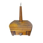 Vintage Bedside Lamp Mcm Wooden Multi Grain Retro Drawer Storage Pull Floral