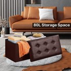 Storage Ottoman Folding Foot Rest Stool  30 Inch Leather Storage Bench  Short   