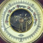 Vintage Atco Weather Barometer Polished Wood And Brass
