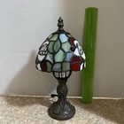 Vtg Stained Glass Santa  Lamp Table Desk Accent Christmas Tested 11  Tall