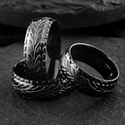 Black Stainless Steel Men s Tire Track Tread Wedding Band Ring Size 8 -15