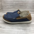 Croc Loafers Mens 10 Walu Luxe Blue Canvas Leather Slip On Shoes