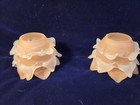 A Pair   2  Antique Frosted Satin Glass Rose peach Petal French Lamp Shade 1-3 4