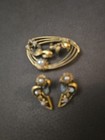 Antique Tortolani Brooch And Clip On Earrings Faix Pearls Fish