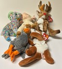 Ty Beanie Babies 5 Pc Lot All W  Tags   Zodiac Goat Meekins Roxie Reindeer Pongo