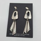 Native American Vintage Sterling Silver Handmade Dangle Earrings Nos