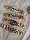Lot Of 4 Stamped Gold Tone Zipper Designer Button  Chanel Charm 