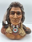 Vintage 1992 Native American Indian Couple Ceramic Head Bust Statues Ht  10 5   