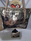 Michael Kors Ciara Gold Metallic Top Zip Tote Dust Bag Included Purse Pale Gold