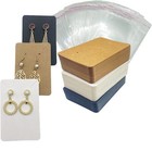 100pcs Jewelry Cardboard Display Cards Necklace Earring Stud Holder W  100 Bags