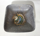 Vtg Sascha Brastoff Trinket Dish Bowl Ashtray Gray Aqua Horse Motif Square Small