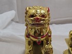 Vtg Pair Chinese Guardian Foo Dogs  Gold Plated Possibly Bronze Heavy 7 