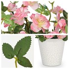 Artificial Plants Flowers In Vase Pink Camellia Roses Small Faux Arrangement Pot