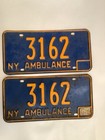 Pair Of 70   s Ambulance New York Blue - Orange License Plates Ny Tags